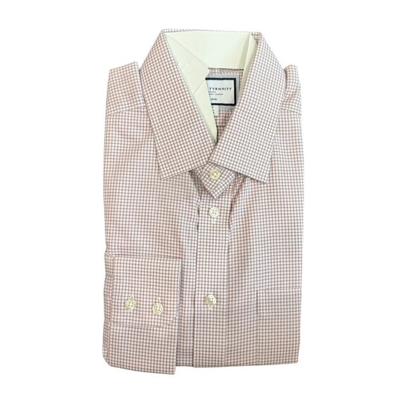 Charles Tyrwhitt Non-Iron Slim Fit Check Shirt in White/Red, Size 17/37